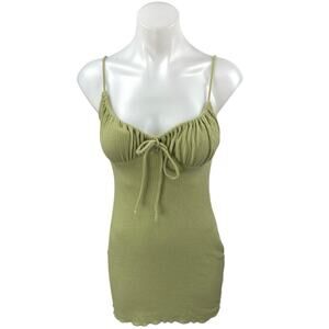 Princess Polly Green Waffle Knit Sleeveless Cami Camisole Mini Tank Dress Size 6